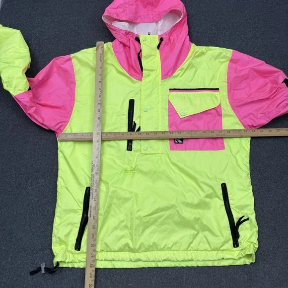 Serac Neon Windbreaker Jacket Mens Large Colorblock 90s Ski Anorak - Picture 4 of 13